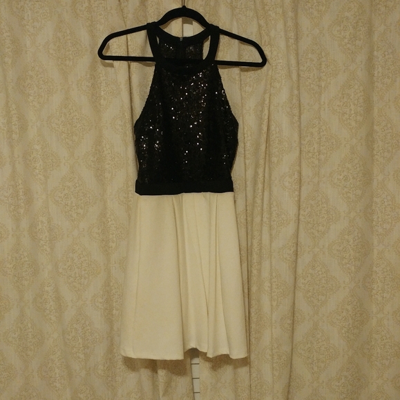 B.Darlin Black Sequined Halter Dress - Picture 4 of 6